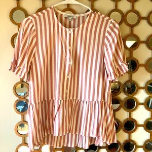 Madewell striped button down, ruffles